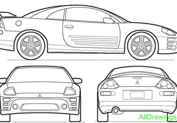 Mitsubishi Eclipse (2003) (Mitsubishi Eclips (2003)) - drawings (drawings) of the car